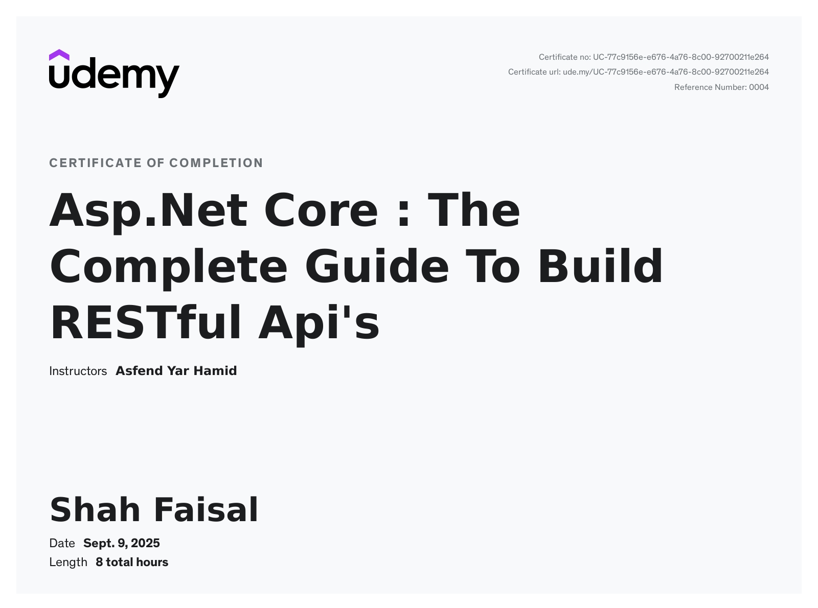 ASP.NET Core: Build RESTful APIs - Udemy